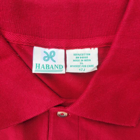 Vintage 90s Haband Boxy Polo Shirt Mens XL Red Casual Old Money Oversized Loose - Picture 7 of 9